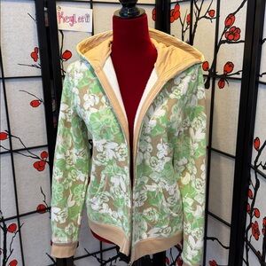 #25. Izod Tan and Green zip front  Hoodie. Large